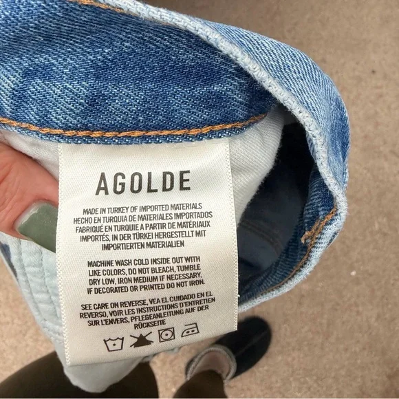 Agolde Frayed Parker Hem Blue Jean Shorts Size 31 - Picture 7 of 9